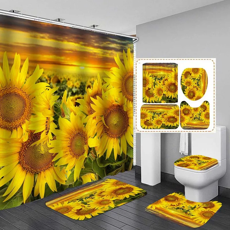 Shower Curtains set Sunflower Shower Curtain and Rug Set Sunflower Bathroom Curtains Bath Mat Carpet for Toilet Decor
Shower Curtains set Sunflower Shower Curtain and Rug Set Sunflower Bathroom Curtains Bath Mat Carpet for Toilet Decor