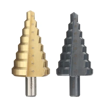 10-45mm HSS 8 Step Drill Bit Titanium or Nitride Coating triangular round handle Cone Drill Bit Hole Groove Metal Wood Cutter
10-45mm HSS 8 Step Drill Bit Titanium or Nitride Coating triangular round handle Cone Drill Bit Hole Groove Metal Wood Cutter