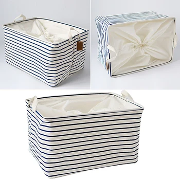 Stackable Portable Collapsible Blue Stripe With Handles Large Capacity Keep Tidy Storage Basket Home Wardrobe Cotton Cloth
Stackable Portable Collapsible Blue Stripe With Handles Large Capacity Keep Tidy Storage Basket Home Wardrobe Cotton Cloth
