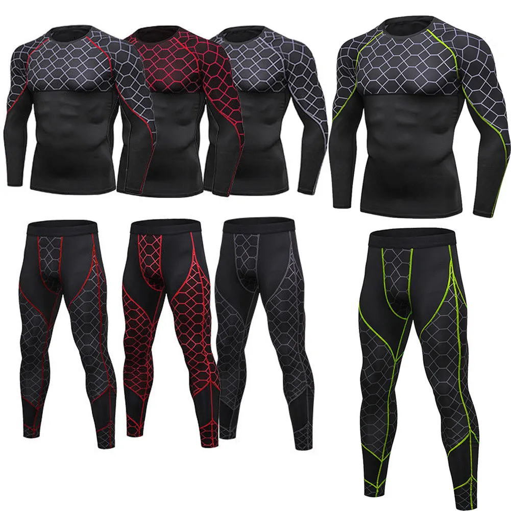 Men Compression Base Layer Athletic Tights Workout Gym Training Shirts Running Pants FI-19ING | Спорт и развлечения