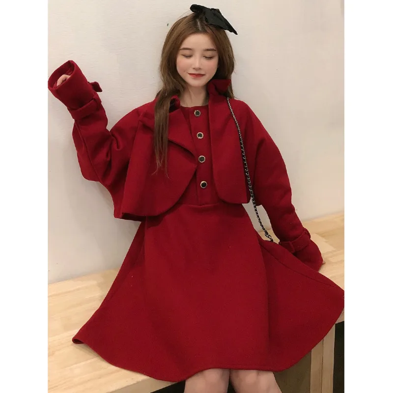 Women Autumn Winter Elegant Chic Short Jacket Fashion Loose Vintage Wool Jacket Vest Dress Casual Two Piece Set Casaco Chaquetas
Women Autumn Winter Elegant Chic Short Jacket Fashion Loose Vintage Wool Jacket Vest Dress Casual Two Piece Set Casaco Chaquetas
