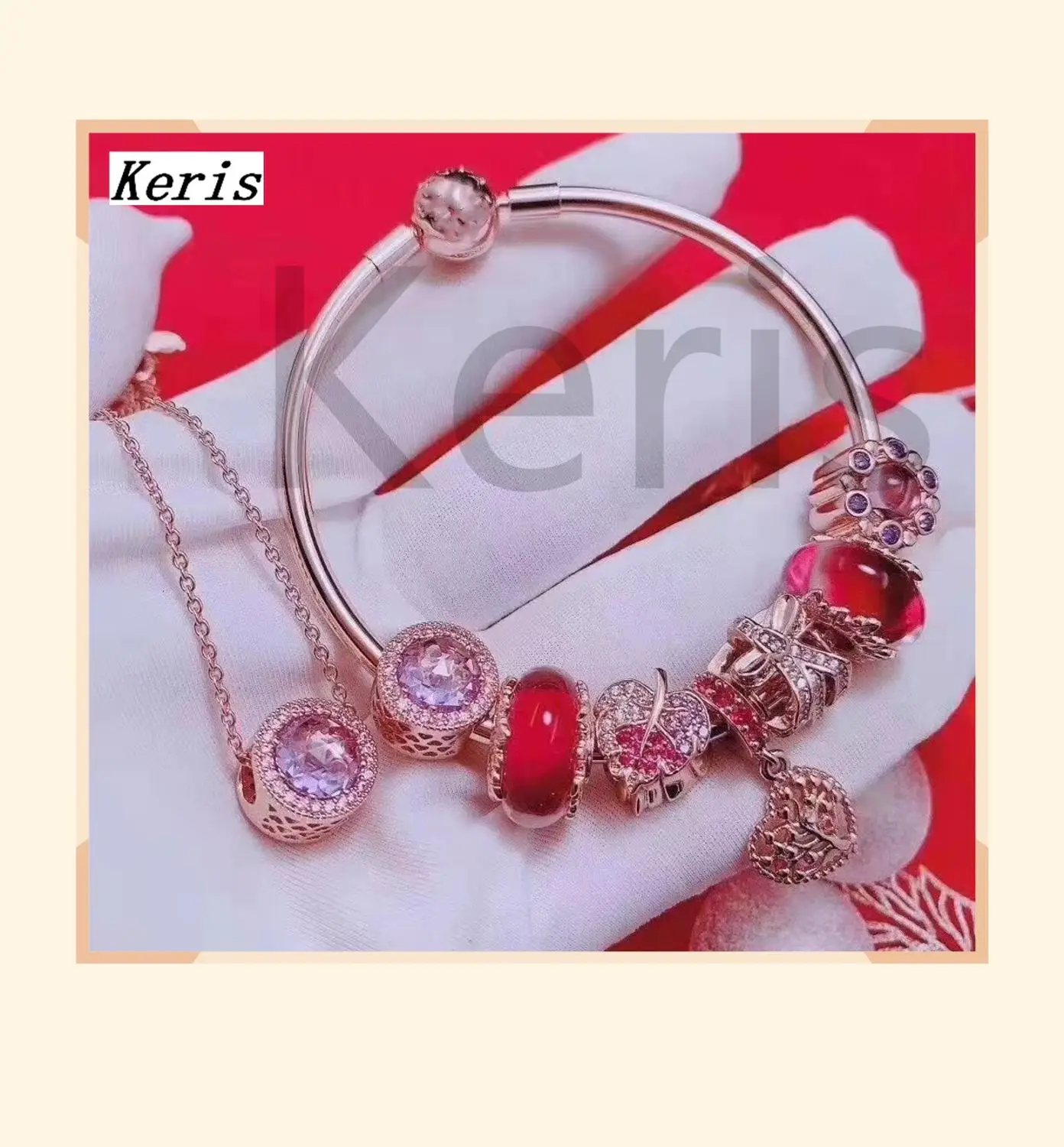 High Quality Reproduction 1:1 100% Silver Charm Glass Leaf String Decorated Cat'S Eye Necklace Bracelet Set Mix Free Delivery |