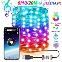 5M/10M/20M Smart APP Bluetooth-compatible Timer RGB Fairy String Light Waterproof USB Copper Wire Light Christmas Decor Light
5M/10M/20M Smart APP Bluetooth-compatible Timer RGB Fairy String Light Waterproof USB Copper Wire Light Christmas Decor Light