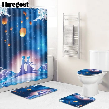 Thregost Bathroom Rug Set 3pcs with Shower Curtain Modern Print Polyester 3D Mats Soft Footmat Water Absorbent Toilet Carpet
Thregost Bathroom Rug Set 3pcs with Shower Curtain Modern Print Polyester 3D Mats Soft Footmat Water Absorbent Toilet Carpet