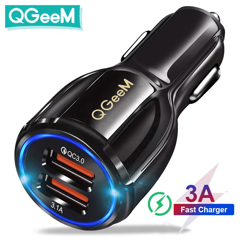 Автомобильное зарядное устройство QGEEM с 2 USB-портами и поддержкой быстрой зарядки