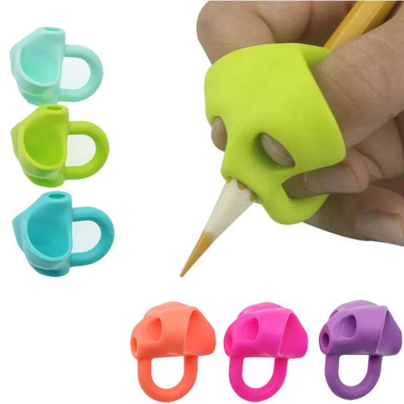 

3pc child Double Thumb Posture Correction Pen Tool Silicone baby two-finger grip writing correction device learning writing