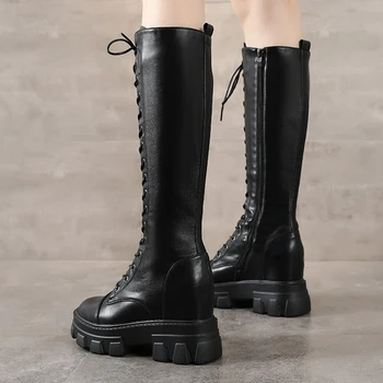 Brand New Chic Height Increases High Heels Platform Tire Sole Shoelaces Zipper Knee Motorcycles Boot Winter Shoes Boots Women
Brand New Chic Height Increases High Heels Platform Tire Sole Shoelaces Zipper Knee Motorcycles Boot Winter Shoes Boots Women