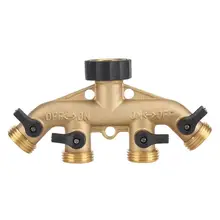 3/4 Polegada de bronze 4 vias mangueira divisor bico switcher torneira conectores para irrigação jardim 4 vias americano europeu rosca(China)
