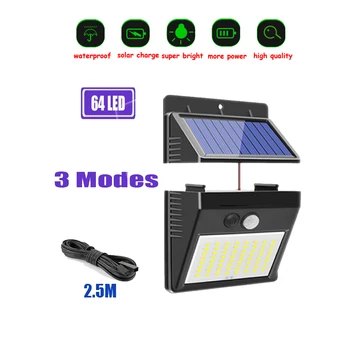 64/30 LEDs Solar Wall lamp Wireless PIR Motion Sensor Solar Night light For Street Garden Patio Emergency Security Lights option
64/30 LEDs Solar Wall lamp Wireless PIR Motion Sensor Solar Night light For Street Garden Patio Emergency Security Lights option