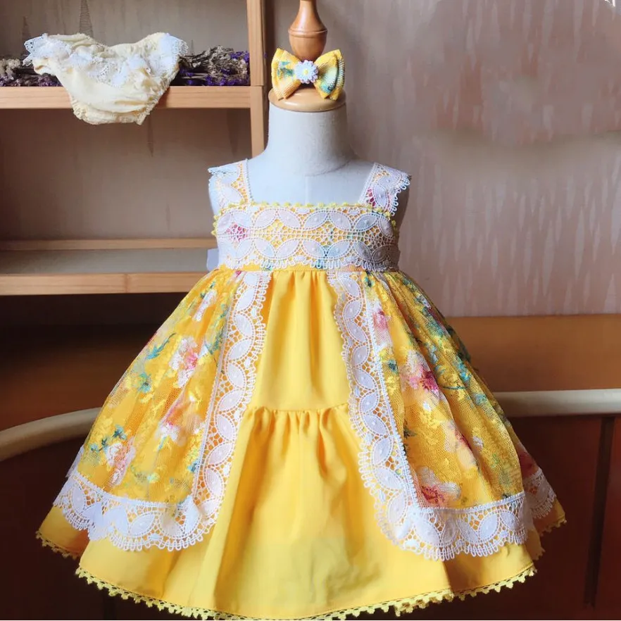 Summer New Spanish Girls princess ball gown dress Lace stitching cute dress birthday party Easter Dress For kids
Summer New Spanish Girls princess ball gown dress Lace stitching cute dress birthday party Easter Dress For kids