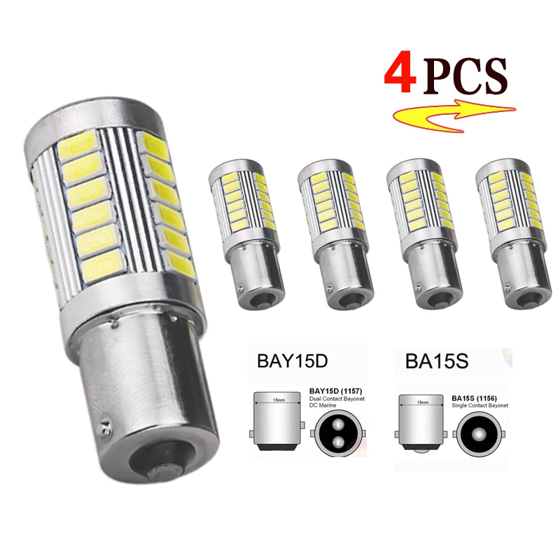 4pcs 1156 1157 P21W BA15S 33SMD 5730 LED Car Backup Bulb Daytime RunningTurn signal reversing light brake fog light White
4pcs 1156 1157 P21W BA15S 33SMD 5730 LED Car Backup Bulb Daytime RunningTurn signal reversing light brake fog light White