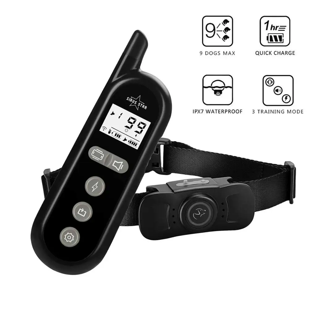 Rechargeable Dog training collar electric shock vibration sound 3 modes IP67 for small to large dog training supplies
Rechargeable Dog training collar electric shock vibration sound 3 modes IP67 for small to large dog training supplies