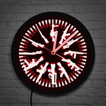 Gun and Bullets LED Neon Sign Wall Clock Vintage Different Guns Design Illuminated Wall Clock Color Change With Remote Control
Gun and Bullets LED Neon Sign Wall Clock Vintage Different Guns Design Illuminated Wall Clock Color Change With Remote Control