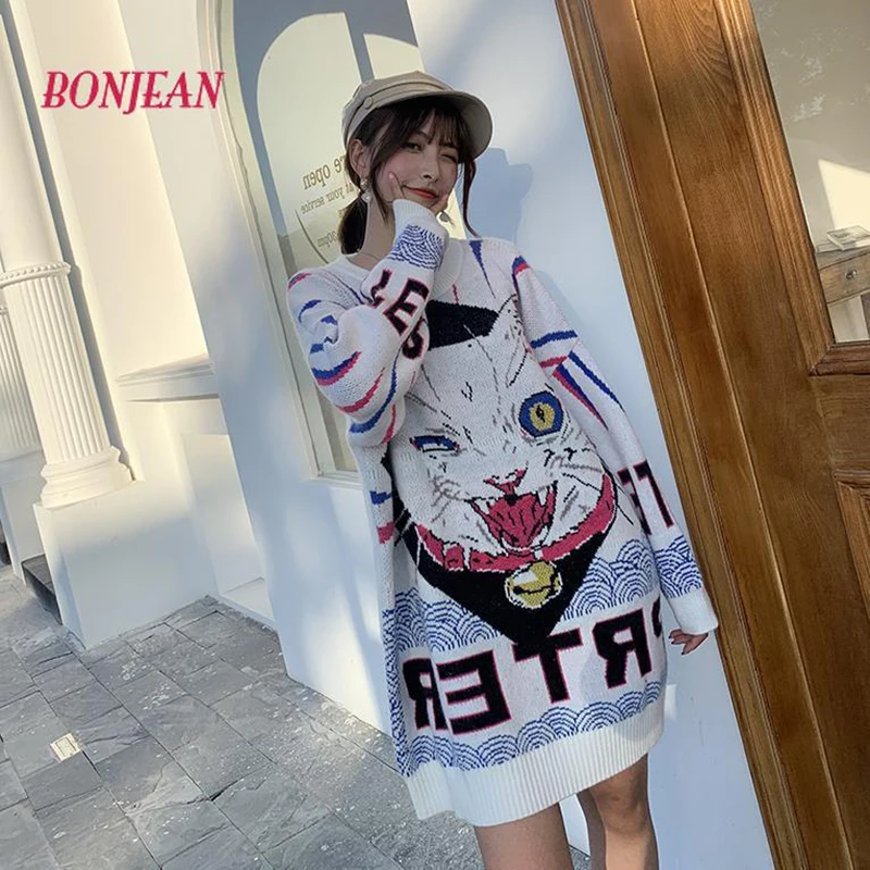 2020 Cute Cat Sweater Christmas Jumper Japanese Fashion Women New Autumn and Winter Loose Oversized Korean Long Winter Sweater
2020 Cute Cat Sweater Christmas Jumper Japanese Fashion Women New Autumn and Winter Loose Oversized Korean Long Winter Sweater