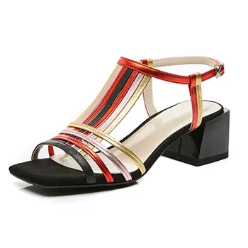 Mixed Colors Genuine Leather Rome Women Sandals Brand Square Toe high Heels Buckle Party Office Lady Basic Shoes size 41 42
Mixed Colors Genuine Leather Rome Women Sandals Brand Square Toe high Heels Buckle Party Office Lady Basic Shoes size 41 42