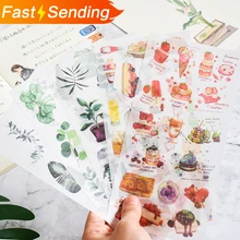 3 pçs/set 2019NEW Das Folhas Das Flores Dos Desenhos Animados Adesivo DIY Diário Decoração Adesivos Scrapbook bonito Papelaria Bala Revista Suprimentos(China)