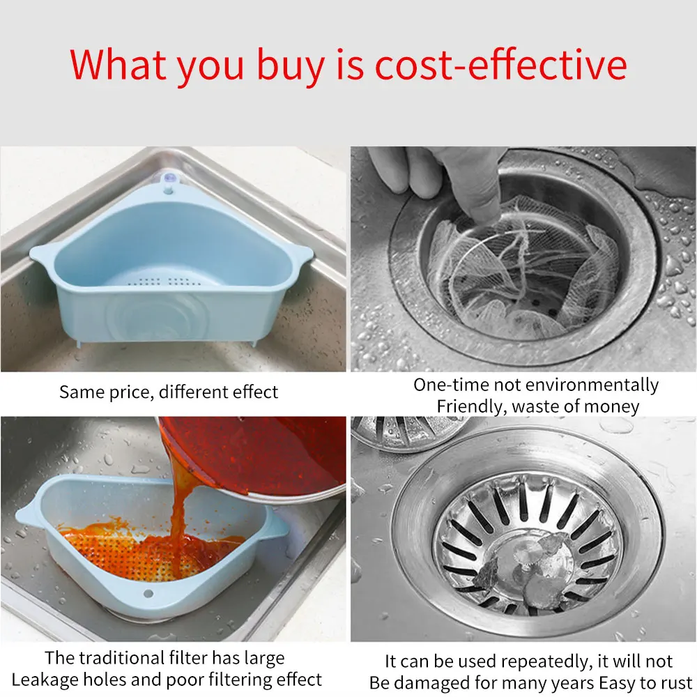 Kitchen Triangular Sink Strainer Drain Fruit Vegetable Drainer Basket Suction Cup Sponge Rack Storage Tool Sink Filter Shelf
Kitchen Triangular Sink Strainer Drain Fruit Vegetable Drainer Basket Suction Cup Sponge Rack Storage Tool Sink Filter Shelf
