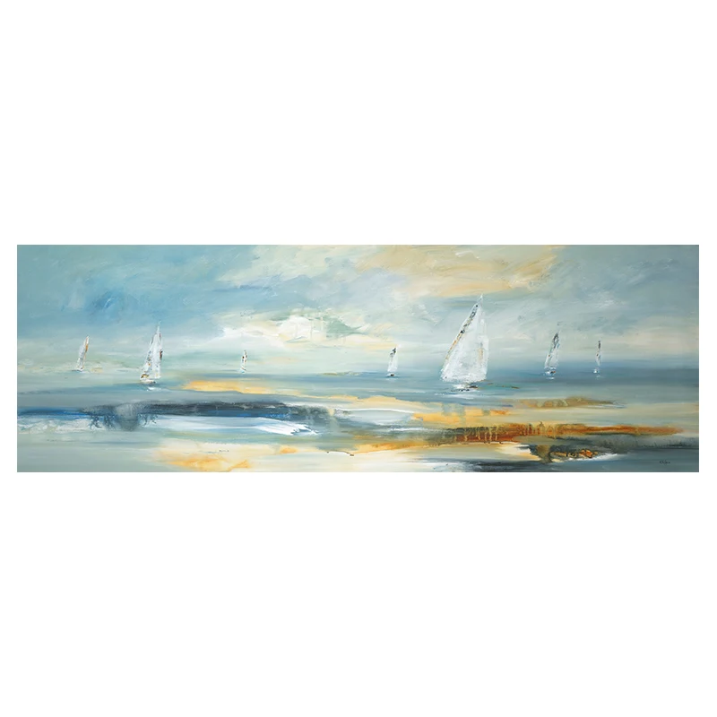 Natural Abstract Boat Landscape Oil Painting on Canvas Cuadros Posters and Prints Scandinavian Wall Art Picture for Living Room • Colma.do™ • 2023 •
