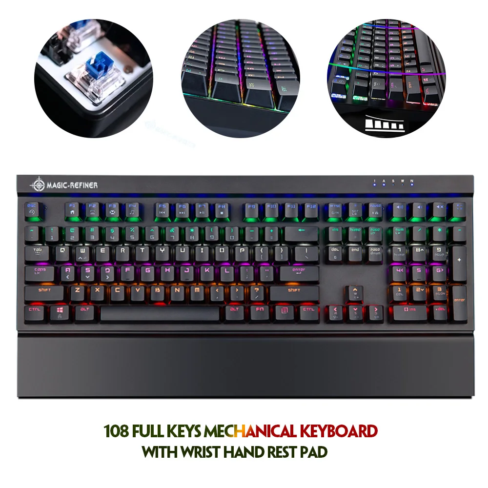 Magician MK15 mechanical keyboard feel RGB luminous USB interface game player mechanical keyboard green tea shaft
Magician MK15 mechanical keyboard feel RGB luminous USB interface game player mechanical keyboard green tea shaft