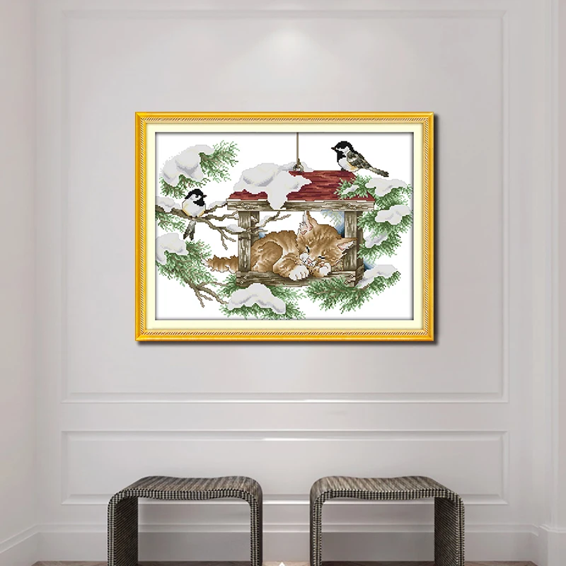 Joy Sunday Cross Stitch Kit Sleeping cat Pattern Printed Chinese Counted Embroidery Needlework Decorations Diy Kit Promotion
Joy Sunday Cross Stitch Kit Sleeping cat Pattern Printed Chinese Counted Embroidery Needlework Decorations Diy Kit Promotion