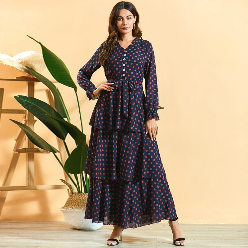 Siskakia Layered Ruffle Swing Long Dress Sweet Polka Dot Print Maxi Dresses Lace V Neck Button Full Sleeve Women Clothing Spring
Siskakia Layered Ruffle Swing Long Dress Sweet Polka Dot Print Maxi Dresses Lace V Neck Button Full Sleeve Women Clothing Spring