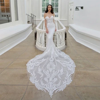 Nice Quality Свадебн плат Sweetheart Off the Shoulder Chapel Train Boho Appliques Lace Fishtail Wedding Gown
Nice Quality Свадебн плат Sweetheart Off the Shoulder Chapel Train Boho Appliques Lace Fishtail Wedding Gown