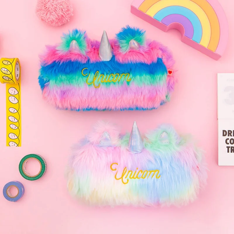 Cute Rainbow Color Plush Pencil Case Storage Bag For Girls Pencil Bag Stationery Pencilcase Kawaii School Supplies
Cute Rainbow Color Plush Pencil Case Storage Bag For Girls Pencil Bag Stationery Pencilcase Kawaii School Supplies