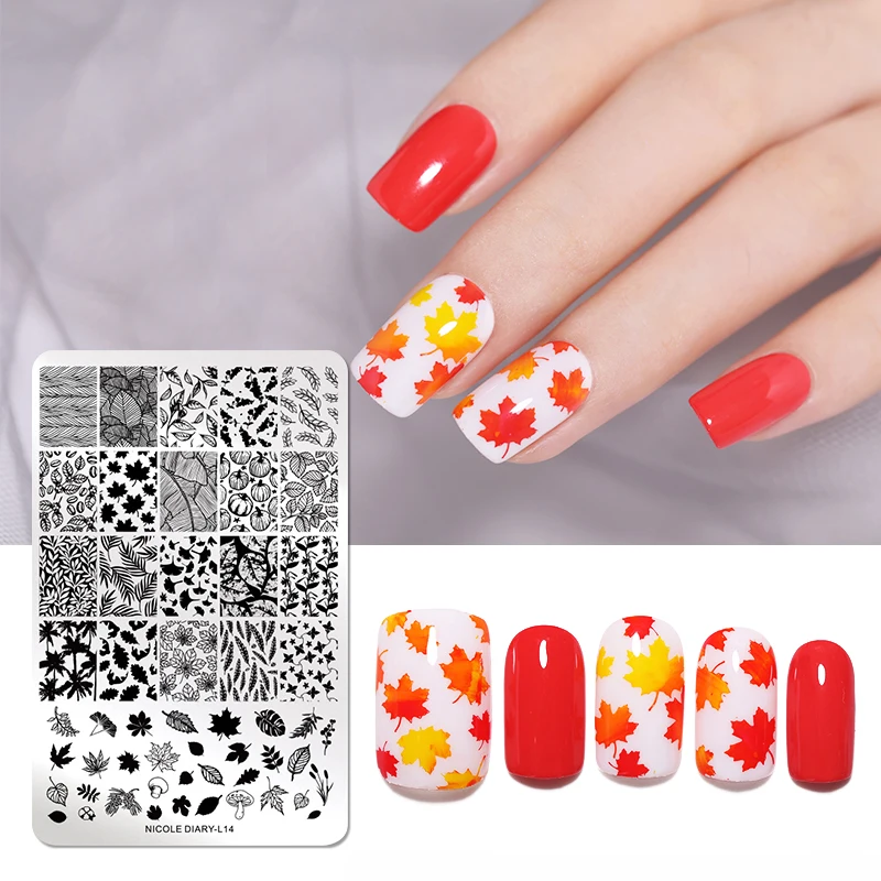 Фото Пластины для штамповки ногтей NICOLE DIARY пластины печати рисунков цветов | Шаблоны для дизайна ногтей (4000182819582)