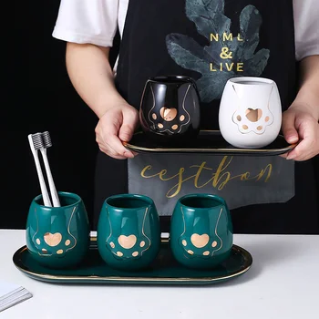 3pcs Simple Art White Ceramic Mouthwash Cup Set with Tray Modern Minimalist Home Couple Brushing Cup Pair of Bathroom Decoration
3pcs Simple Art White Ceramic Mouthwash Cup Set with Tray Modern Minimalist Home Couple Brushing Cup Pair of Bathroom Decoration