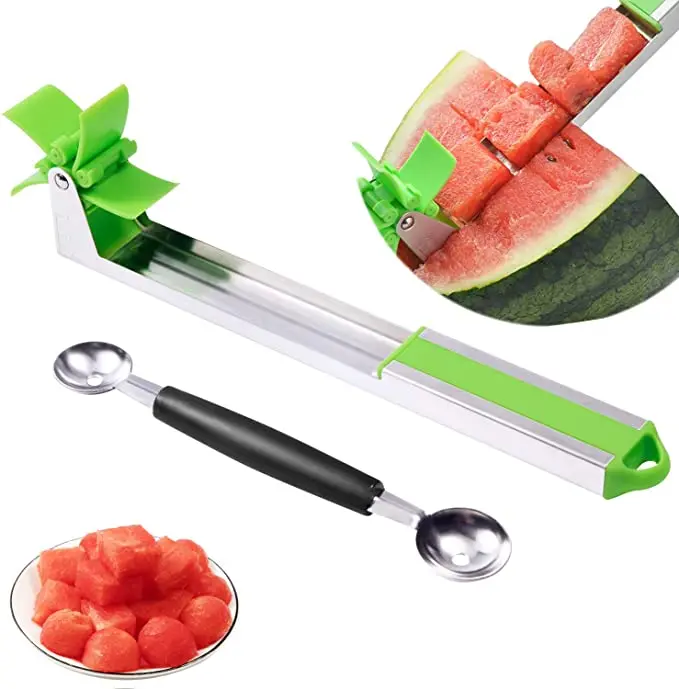 1pcs Stainless Steel Watermelon Cutter Multi Melon Slicer Cutting Machine with 1pcs Double-end Melon Baller Scoop Kitchen Tool
1pcs Stainless Steel Watermelon Cutter Multi Melon Slicer Cutting Machine with 1pcs Double-end Melon Baller Scoop Kitchen Tool
