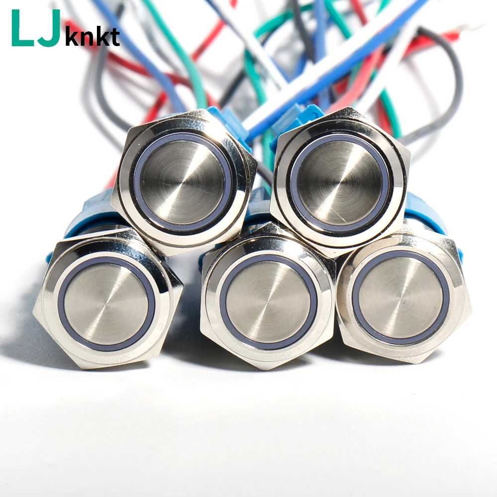 Instantaneous locking stainless steel button switch Flat head self locking button Metal switch with LED indicator ring 12-220V
Instantaneous locking stainless steel button switch Flat head self locking button Metal switch with LED indicator ring 12-220V