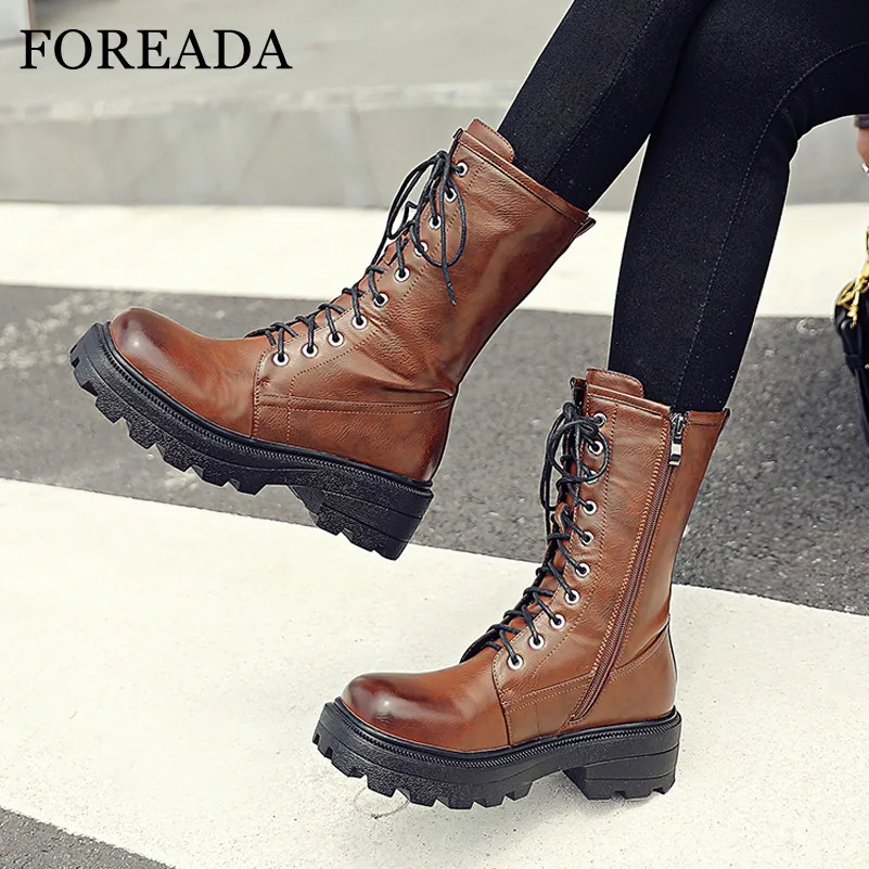 FOREADA Motorcycle Boots Woman Zip High Heel Ankle Boots Platform Block Heel Short Boots Lace Up Female Shoes Brown Big Size 43
FOREADA Motorcycle Boots Woman Zip High Heel Ankle Boots Platform Block Heel Short Boots Lace Up Female Shoes Brown Big Size 43