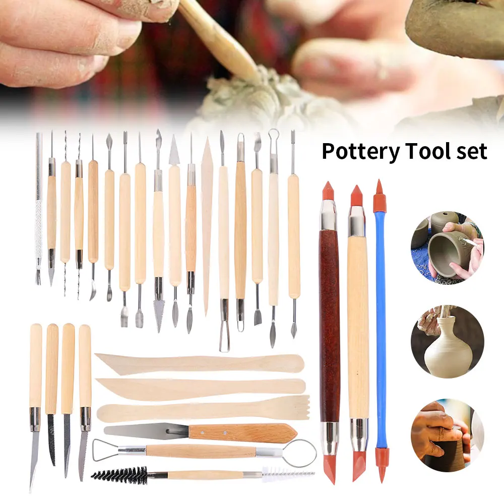 30pcs Clay Sculpture Tool Set DIY Art Clay Pottery Crafts Carving Tool Kit Pottery and Ceramic Wooden Handle Modeling Clay Tool
30pcs Clay Sculpture Tool Set DIY Art Clay Pottery Crafts Carving Tool Kit Pottery and Ceramic Wooden Handle Modeling Clay Tool