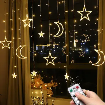LED Solar Moon Star Lamp Window Curtain String Light 8 Modes Waterproof Remote Control Twinkle Light for Christmas Wedding Party
LED Solar Moon Star Lamp Window Curtain String Light 8 Modes Waterproof Remote Control Twinkle Light for Christmas Wedding Party