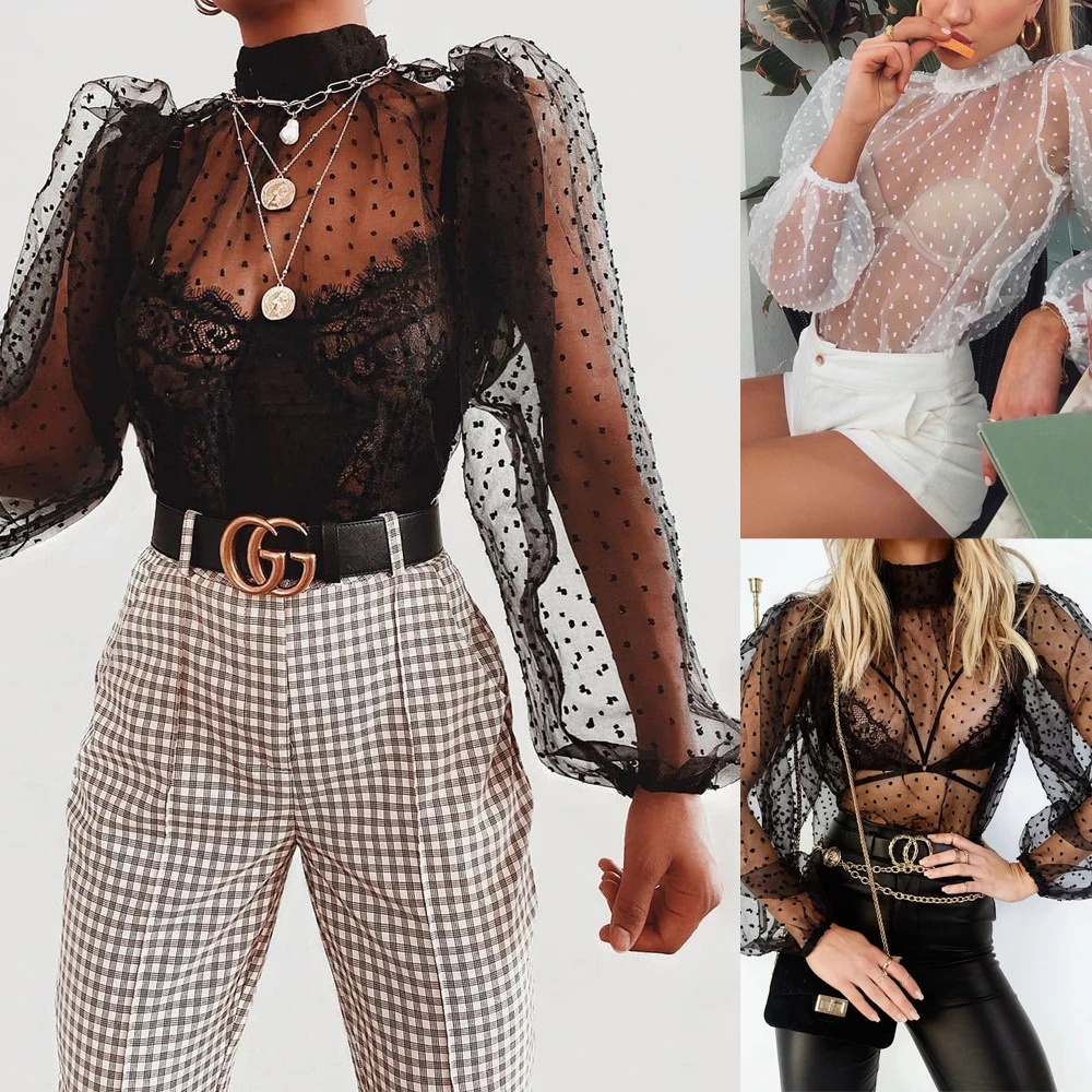 2020 New Fashion Women Mesh Sheer Polka Dot Print Long Sleeve Autumn Spring Hollow Out Thin Lace Bottoming Shirt оп женские
2020 New Fashion Women Mesh Sheer Polka Dot Print Long Sleeve Autumn Spring Hollow Out Thin Lace Bottoming Shirt оп женские