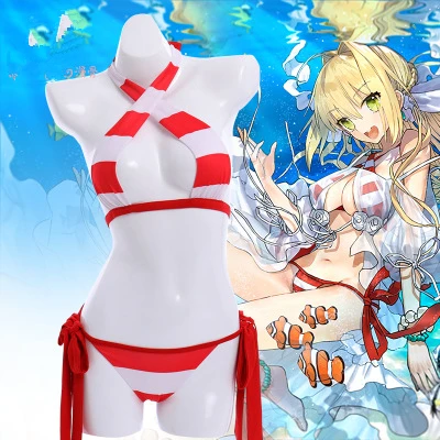 High Quallity Japanese Anime Fate/Grand Order Nero Claudius Woman Cosplay Costume Swimwear + Swimming Trunks + Bowknot + Coat
High Quallity Japanese Anime Fate/Grand Order Nero Claudius Woman Cosplay Costume Swimwear + Swimming Trunks + Bowknot + Coat