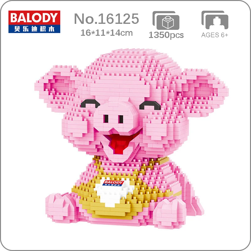 Balody 16125 Розовый Мир животных улыбка свинка свинья сидящая 3d-модель сделай сам