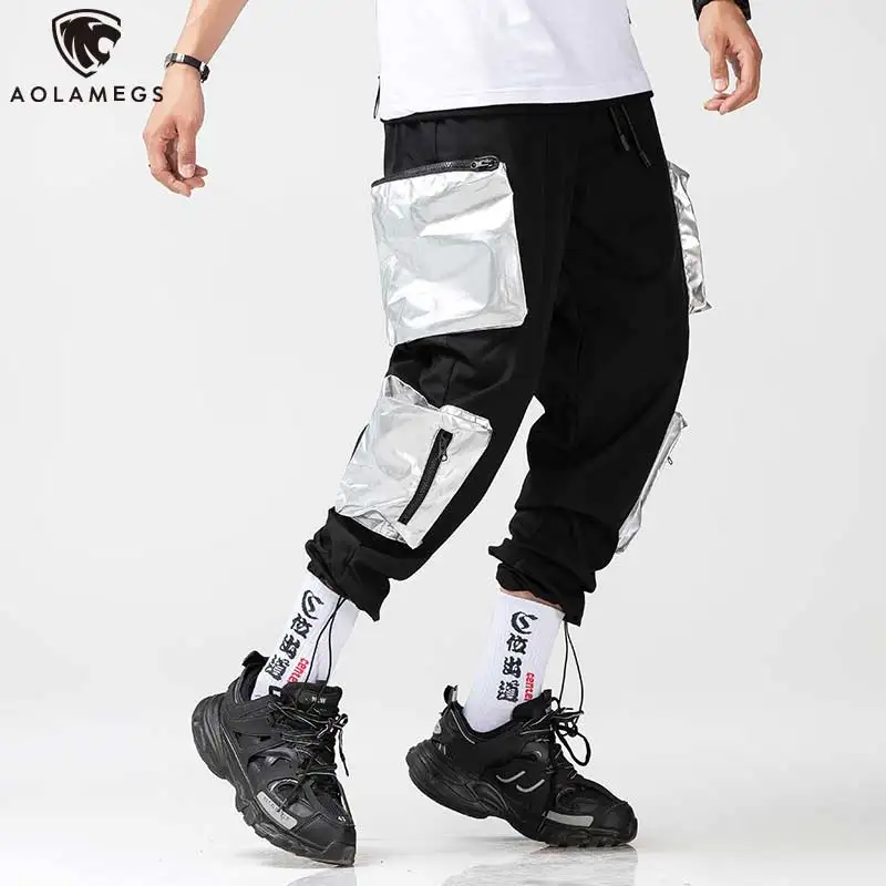 Aolamegs Sweatpants Flash Laser Machine Pants Men Pencil Hip Hop Elastic Waist Fashion Big Pockets Loose Joggers Streetwear
Aolamegs Sweatpants Flash Laser Machine Pants Men Pencil Hip Hop Elastic Waist Fashion Big Pockets Loose Joggers Streetwear