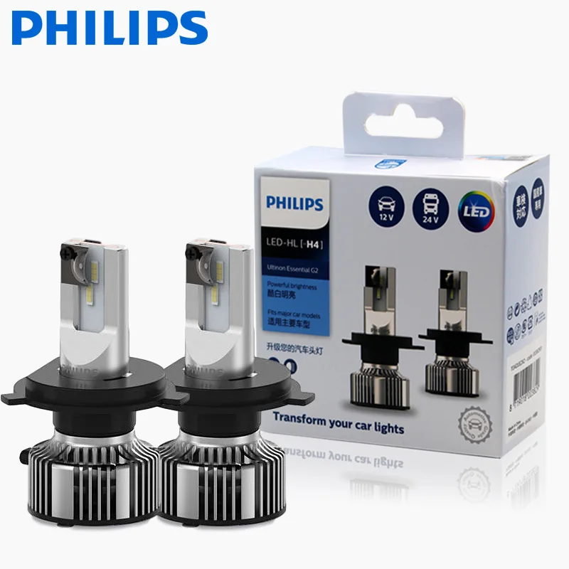 

2X Philips Ultinon Essential G2 LED 6500K H4 9003 HB2 12/24V 20W P43t Car High Low Beam Original Bulbs White Light 11342UE2X2