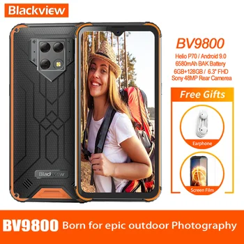 

Blackview BV9800 IP68 Waterproof Rugged Smartphone Helio P70 Android 9 6GB+128GB 48MP Rear Camera 6580mAh 6.3" FHD Mobile Phone