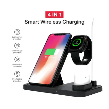 15W Qi Fast Wireless Charger Stand For iPhone 11 XR X 8 Apple Watch 4 in 1 Foldable Charging Dock Station for Airpods Pro iWatch 
15W Qi Fast Wireless Charger Stand For iPhone 11 XR X 8 Apple Watch 4 in 1 Foldable Charging Dock Station for Airpods Pro iWatch