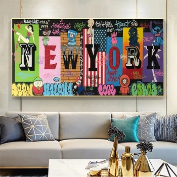 Abstract New York Cartoon Graffiti Posters And Prints Canvas Painting On Home Decor Wall Art Fabric Picture For Living Room
Abstract New York Cartoon Graffiti Posters And Prints Canvas Painting On Home Decor Wall Art Fabric Picture For Living Room