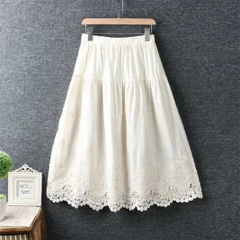 2020 New Spring Summer Women Skirt Literary Fresh Embroidery Cotton and linen Elasticated Waist Loose Skirts Women 
2020 New Spring Summer Women Skirt Literary Fresh Embroidery Cotton and linen Elasticated Waist Loose Skirts Women
