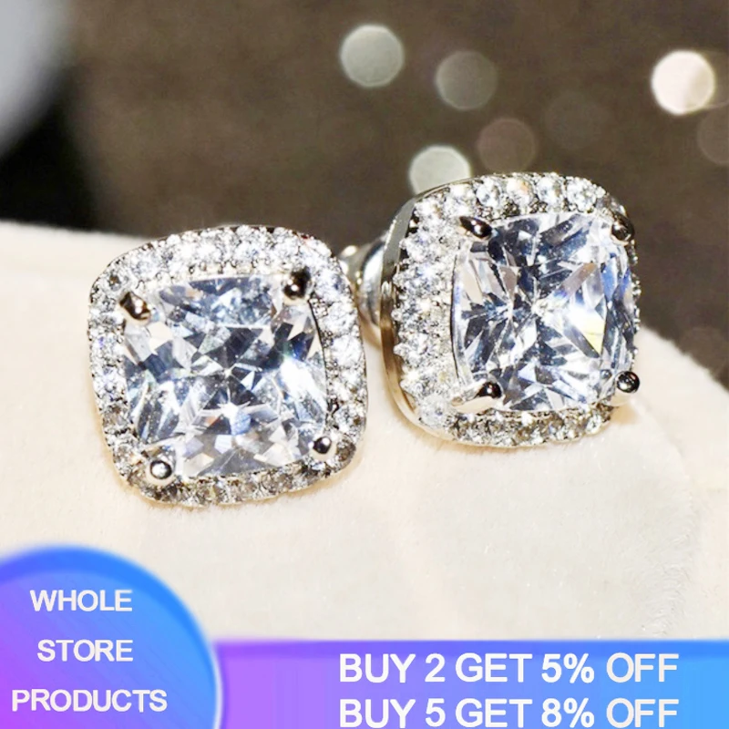 With Certificate Original 925 Silver Earrings Luxury Wedding Jewelry 8*8mm Cubic Zircon Gemstone Stud Earrings For Women Gift
With Certificate Original 925 Silver Earrings Luxury Wedding Jewelry 8*8mm Cubic Zircon Gemstone Stud Earrings For Women Gift