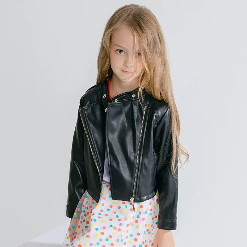 Girls PU jacket Spring Autumn children's leather 2-6Y fashion black color zipper girls coat fashion girls jackets 
Girls PU jacket Spring Autumn children's leather 2-6Y fashion black color zipper girls coat fashion girls jackets