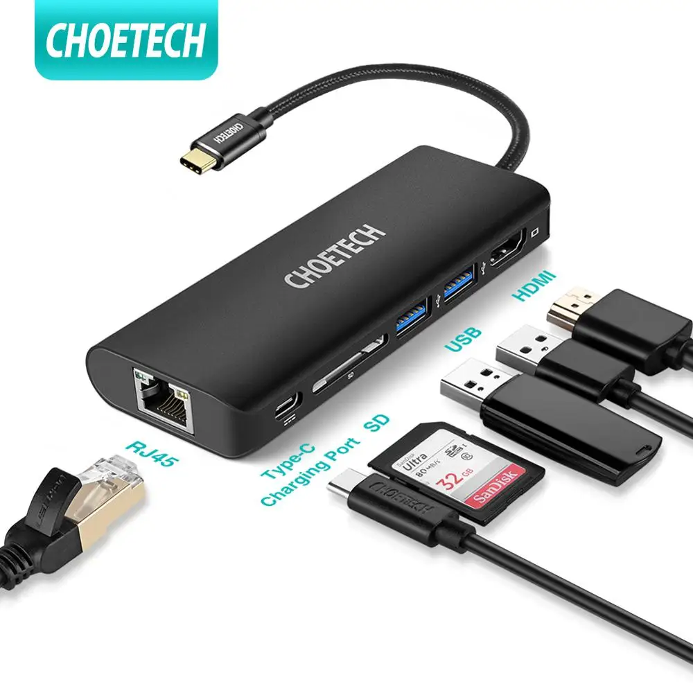 Фото Устройство CHOETECH для чтения SD карт 2 порта USB 3 0 1|USB-хабы| - купить