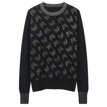 2020 Hot Drilling Geometric Stitching Spring Sweaters Ladies Top O Neck Long Sleeve Fashion Pullovers 2020 New Knitted Jumper
2020 Hot Drilling Geometric Stitching Spring Sweaters Ladies Top O Neck Long Sleeve Fashion Pullovers 2020 New Knitted Jumper