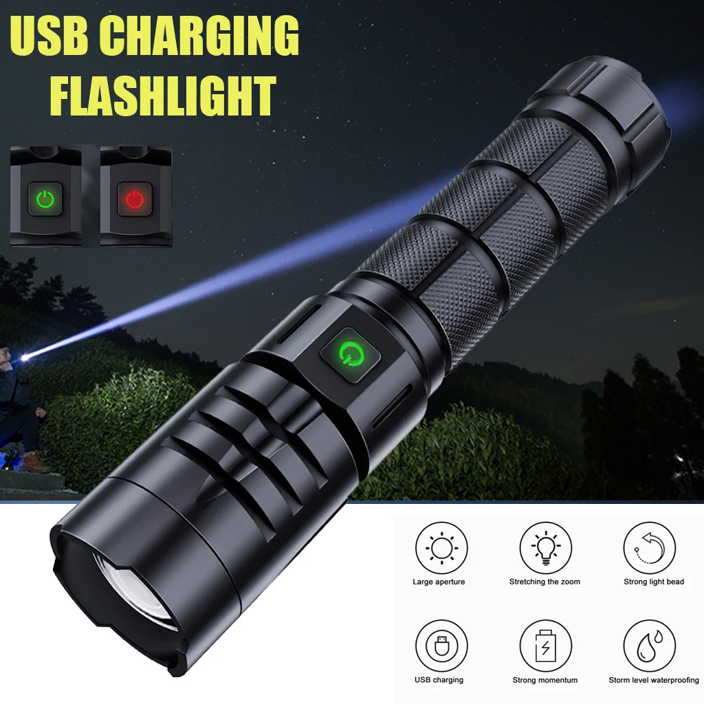 T6 Led Flashlight Usb Rechargeable Flashlight Waterproof Torch 800lm Zoomable 5-mode Outdoor Camping Light Ja14
T6 Led Flashlight Usb Rechargeable Flashlight Waterproof Torch 800lm Zoomable 5-mode Outdoor Camping Light Ja14
