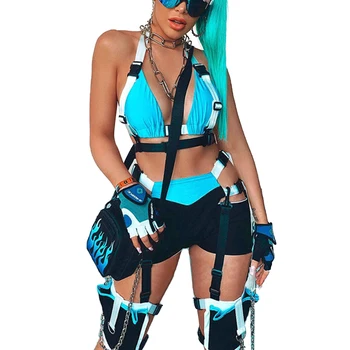 Contrast Color Bag Buckles Vest Suit 2pcs Sexy Women Buckle Tracksuit Halter Bustiers Crop Top High Waist Shorts Club
Contrast Color Bag Buckles Vest Suit 2pcs Sexy Women Buckle Tracksuit Halter Bustiers Crop Top High Waist Shorts Club