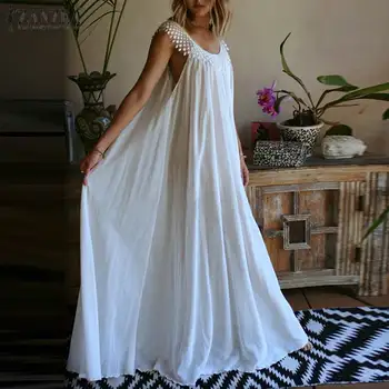 2020 Fashion ZANZEA Women Sleeveless Lace Patchwork Long Maxi Dress Ladies Sexy Summer Sundress Beach Party Robe Whte Dresses
2020 Fashion ZANZEA Women Sleeveless Lace Patchwork Long Maxi Dress Ladies Sexy Summer Sundress Beach Party Robe Whte Dresses